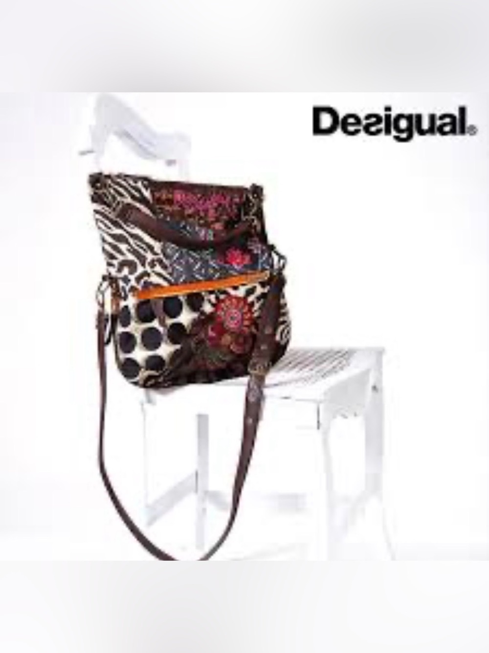 Desigual Brown Multicolor Patchwork Crossbody Bag